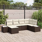 vidaXL Garden sofa set 6 pcs Brown and cream white 264 x 154 x 85 cm