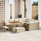vidaXL Garden sofa set with cushion with storage 12 pcs Beige Poly rattan