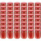 vidaXL Syltburkar i glas med röda lock 48 st 230 ml