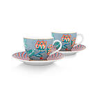 Pip Studio Flower Festival Espressokuppi aluslautasella 8cl 2-pakkaus