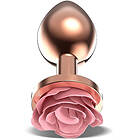 AfterDark Rosegold Metal Anal Plug With Pink Rose Medium
