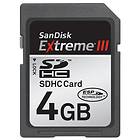 SanDisk Extreme III SDHC Class 6 20MB/s 4GB