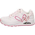 Skechers Women's UNO Twin Hearts Sneaker White Pink Red Duraleather UK