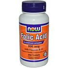 Now Foods Folic Acid 800mcg + B-12 250 Tablets