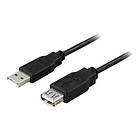 Deltaco USB A - USB A (angled) M-F 2.0 0,1m