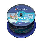 Verbatim CD-R 700MB 52X 50-pack Cakebox Wide Inkjet ID Branded