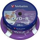 Verbatim DVD+R 4,7GB 16x 25-pack Spindel Wide Inkjet