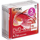 TDK DVD-RW 4.7GB 4x 5-pack Jewel Case