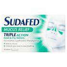 Sudafed Mucus Relief Triple Action Cold & Flu 16 Tablets