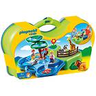 Playmobil 1.2.3 6792 Zoo Transportable Avec Bassins Aquatiques