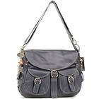 Catwalk Collection Handbags Big Leather CrossBody Bag Courier Navy