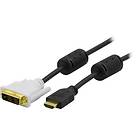 Deltaco Ferrite HDMI - DVI-D Single Link 15m