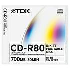 TDK CD-R 700MB 52x 1-pack Jewelcase Inkjet