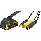 Deltaco Scart - 1RCA/1S-Video/3.5mm 3m