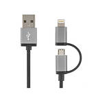 Deltaco Prime USB A - USB Micro-B 2.0 (with Lightning) 2m