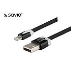 Savio Flat USB A - Lightning (retractable) 1m