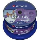 Verbatim DVD+R DL 8,5Go 8x Pack de 50 Spindle Large Jet d'Encre