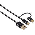 Hama 3 Stars Gold 2in1 USB A - USB Micro-B (with USB C) 2.0 1m