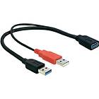 DeLock 2x USB A - USB A M-F 2.0 0.3m