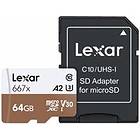 Lexar Professional microSDXC Class 10 UHS-I U3 V30 A2 667x 64GB