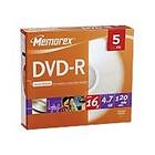 Memorex DVD-R 4,7Go 16x Pack de 5 Boîtier slim