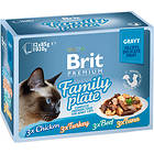 Brit Premium Cat Pouches Adult Family Plate Fillets in Gravy 12x0.085kg