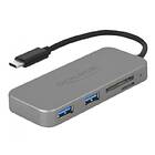 DeLock USB 3.0 In-Desk Card Reader for microSD/SD/CF with USB hub (64064)