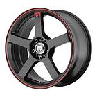 Motegi Racing MR116 Matte Black Red Racing Stripe 8x18 5/112/114.3 ET45 CB72.6