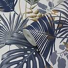 GoodHome Ferula Blue Tropical Leaves