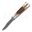 Bear & Son Balisong Damascus Stag