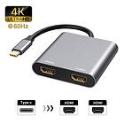 NÖRDIC 4K@60Hz USB C - 2xHDMI M-F Adapter