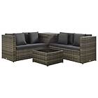 vidaXL 4 Piece Garden Lounge Set with Cushions Poly Rattan Grey