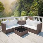 vidaXL 4 Piece Garden Lounge Set with Cushions Poly Rattan Brown