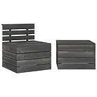 vidaXL 2 Piece Garden Pallet Lounge Set Solid Pinewood Dark Grey