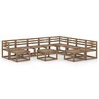 vidaXL 11 Piece Garden Lounge Set Brown Impregnated Pinewood