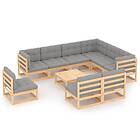 vidaXL 10 Piece Garden Lounge Set with Cushions Solid Pinewood