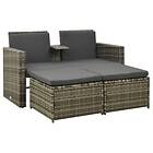 vidaXL 3 Piece Garden Lounge Set with Cushions Poly Rattan Grey