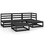 vidaXL 5 Piece Garden Lounge Set Black Solid Pinewood