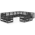 vidaXL 12 Piece Garden Lounge Set Black Solid Pinewood