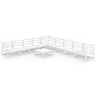 vidaXL 10 Piece Garden Lounge Set White Solid Pinewood