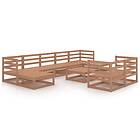 vidaXL 10 Piece Garden Lounge Set Honey Brown Solid Pinewood