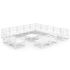 vidaXL 14 Piece Garden Lounge Set White Solid Pinewood
