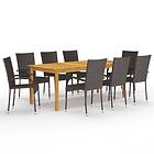 vidaXL 9 Piece Garden Dining Set Brown