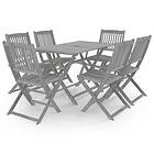 vidaXL 7 Piece Garden Dining Set Solid Acacia Wood Grey