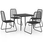 vidaXL 5 Piece Garden Dining Set PVC Rattan Black