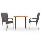 vidaXL 3 Piece Garden Dining Set Poly Rattan Brown