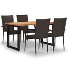 vidaXL 5 Piece Garden Dining Set Poly Rattan Brown