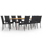 vidaXL 9 Piece Garden Dining Set Poly Rattan Black