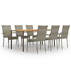 vidaXL 7 Piece Garden Dining Set Poly Rattan Grey