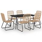 vidaXL 7 Piece Outdoor Dining Set Poly Rattan and Glass